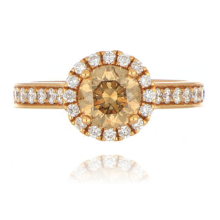 18ct Rose Gold 1.17ct Natural Cognac Diamond Halo Ring