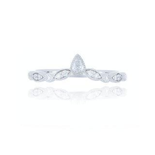 18ct white gold 0.18ct diamond fancy wishbone ring