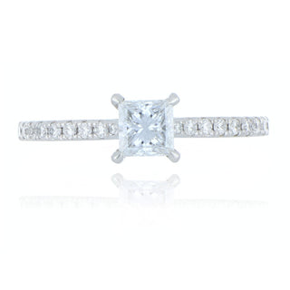A&S Engagement Collection Platinum 0.51ct diamond solitaire ring with diamond set shoulders