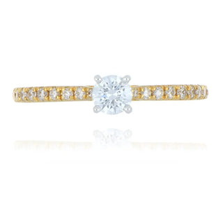 A&S Engagement Collection 18ct yellow gold 0.25ct diamond solitaire ring with diamond set shoulders