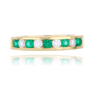 18ct Yellow Gold 0.33ct Emerald And Diamond Half Eternity Ring