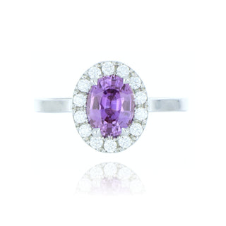 Platinum 1.49ct Purple Sapphire And Diamond Cluster Ring