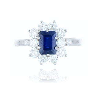 18ct White Gold 1.01ct Sapphire And Diamond Cluster Ring