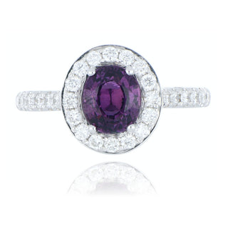 18ct white gold 2.05ct purple sapphire and diamond cluster ring