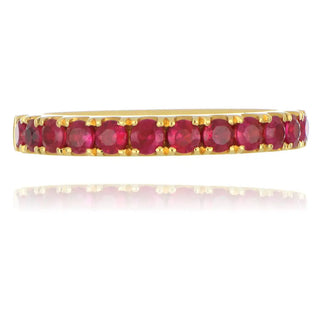 18ct yellow gold 0.84ct ruby half eternity ring