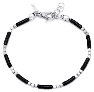Giovanni Raspini Silver Cubes and Onyx Bracelet - Size L