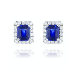18ct White Gold 1.12ct Sapphire and Diamond Stud Earrings