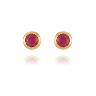 9ct yellow gold 3mm ruby stud earrings