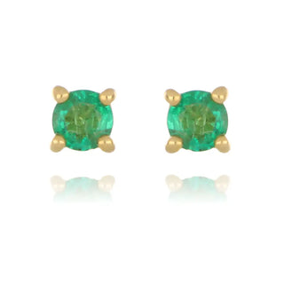 9ct yellow gold 4mm emerald stud earrings