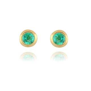9ct Yellow Gold 3mm Emerald Stud Earrings