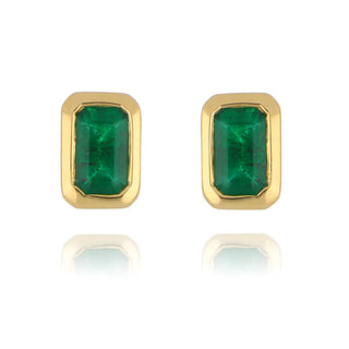 18ct yellow gold 0.55ct emerald stud earrings