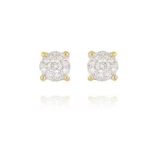 9ct yellow gold 0.13ct diamond cluster stud earrings
