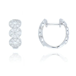 18ct white gold 0.70ct diamond cluster hoop earrings