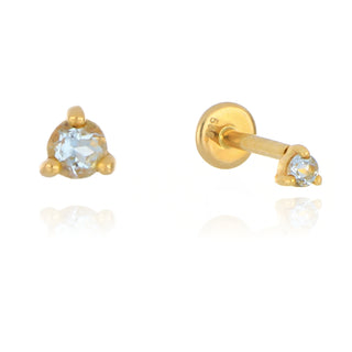 A&S Ear Styling Collection 14ct Yellow Gold 2mm Aquamarine Single Stud Earring