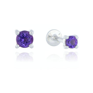 A&S Ear Styling Collection 14ct White Gold 3mm Amethyst Single Stud Earring