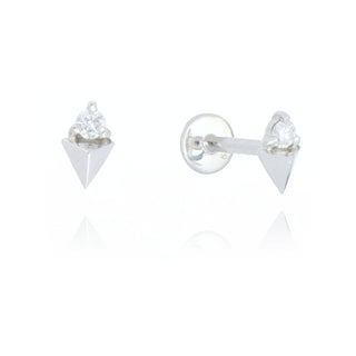 A&S Ear Styling Collection 14ct White Gold Diamond Tooth Single Stud Earring
