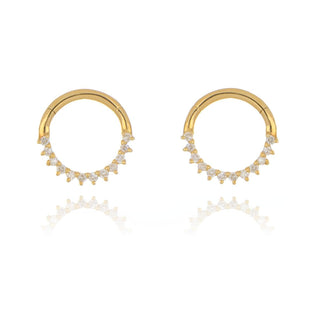 A&S Ear Styling Collection 14ct Yellow Gold Diamond Side Set Single Hoop Earring