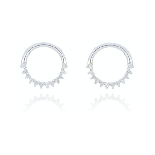 A&S Ear Styling Collection 14ct White Gold Diamond Side Set Single Hoop Earring