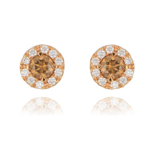 18ct rose gold 0.52ct coffee diamond stud earrings