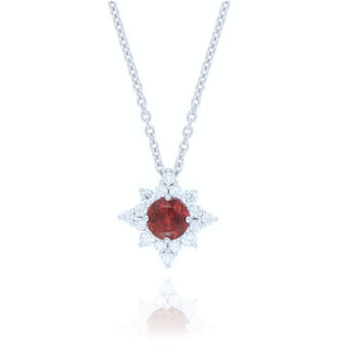 18ct White Gold 0.40ct Ruby And Diamond Star Cluster Necklace