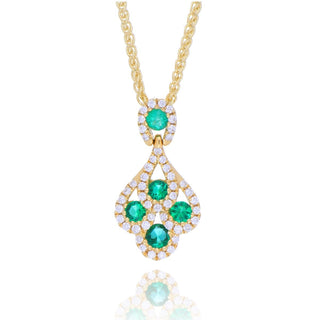 18ct Yellow Gold 0.25ct Emerald And Diamond Peacock Necklace