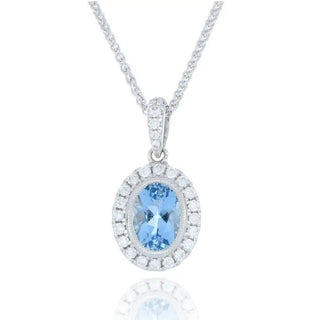 18ct white gold 0.77ct aquamarine and diamond necklace