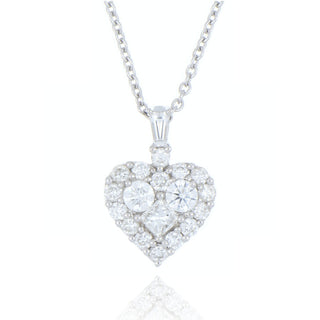 18ct white gold 0.85ct diamond heart cluster necklace