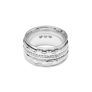 Annie Haak Silver Three Heart Spinner Ring - Size 60