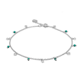 Annie Haak Silver and Turquoise Heart and Stars Anklet