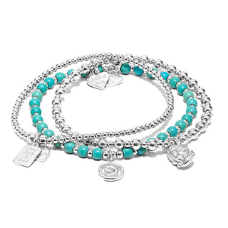 Annie Haak Silver and Turquoise Vitality Bracelet Stack 17cm