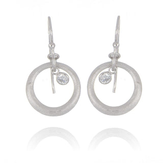 A&S Paradise Collection Silver Cubic Zirconia Circle Drop Earrings