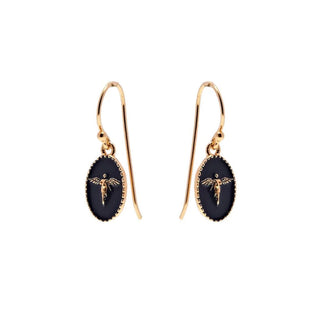 Annie Haak Gold Plated Black Silhouette Angel Drop Earrings