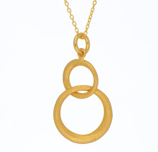 A&S Paradise Collection Yellow Gold Vermeil Double Circle Drop Necklace