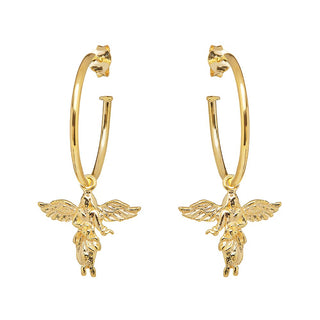 Annie Haak Gold Plated Guardian Angel Hoop Earrings