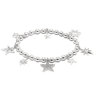 Annie Haak Silver Crystal Cluster of Stars Bracelet 17cm