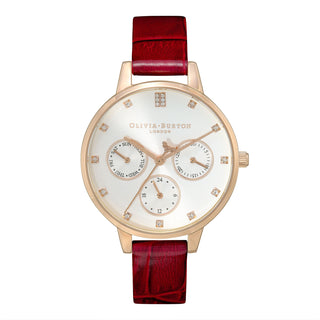 Olivia Burton 34mm Rose Gold Plated White Quartz Watch