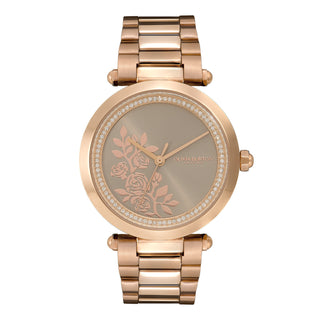 Olivia Burton 34mm Signature Floral T-Bar Rose Gold Plated Quartz Watch
