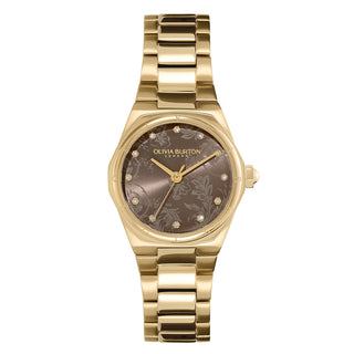 Olivia Burton 28mm Sports Luxe Mini Hexa Yellow Gold Plated Quartz Watch