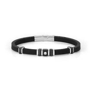 Nomination Stainless Steel and Black Silicon City Black Screw Design Bracelet