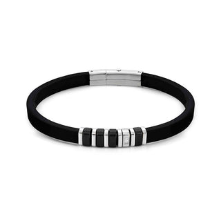 Nomination Stainless Steel City Black Silicon Bracelet with Cubic Zirconia