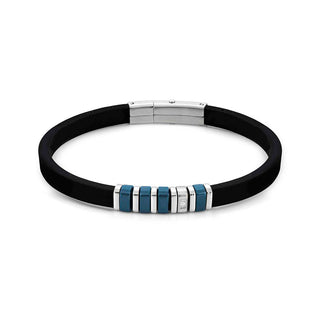 Nomination Stainless Steel City Black Silicon Bracelet with Blue Detailing and Cubic Zirconia