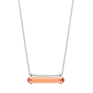 Ti Sento Silver Pink & Red Coral Barrell Necklace