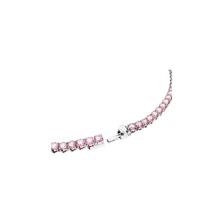 Swarovski Rhodium Plated Matrix Tennis Round Cut Pink Necklace