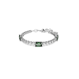 Swarovski Rhodium Plated Matrix Tennis Mixed Cut Green Bracelet