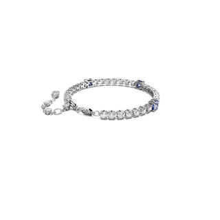 Swarovski Rhodium Plated Matrix Tennis Mixed Cut Blue Bracelet