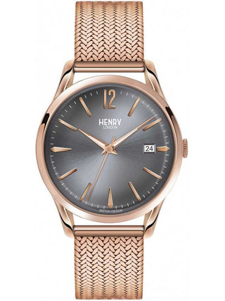 Henry London Gents Watch With A Rose Gold Plated Bracelet