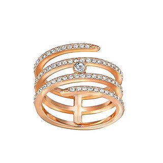 Swarovski Rose Gold Plated Creativity Coiled Ring - Size 55