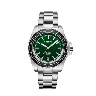 Rotary 41mm Stainless Steel Green Henley Worldtimer Quartz Watch