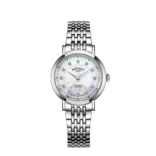 Rotary 27mm Windsor Stainless Steel Mother-of-Pearl Diamond Quartz Watch