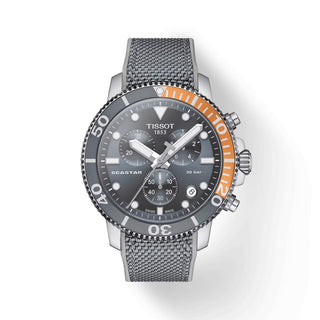 Tissot 46mm Grey and Orange Seastar Quartz Watch